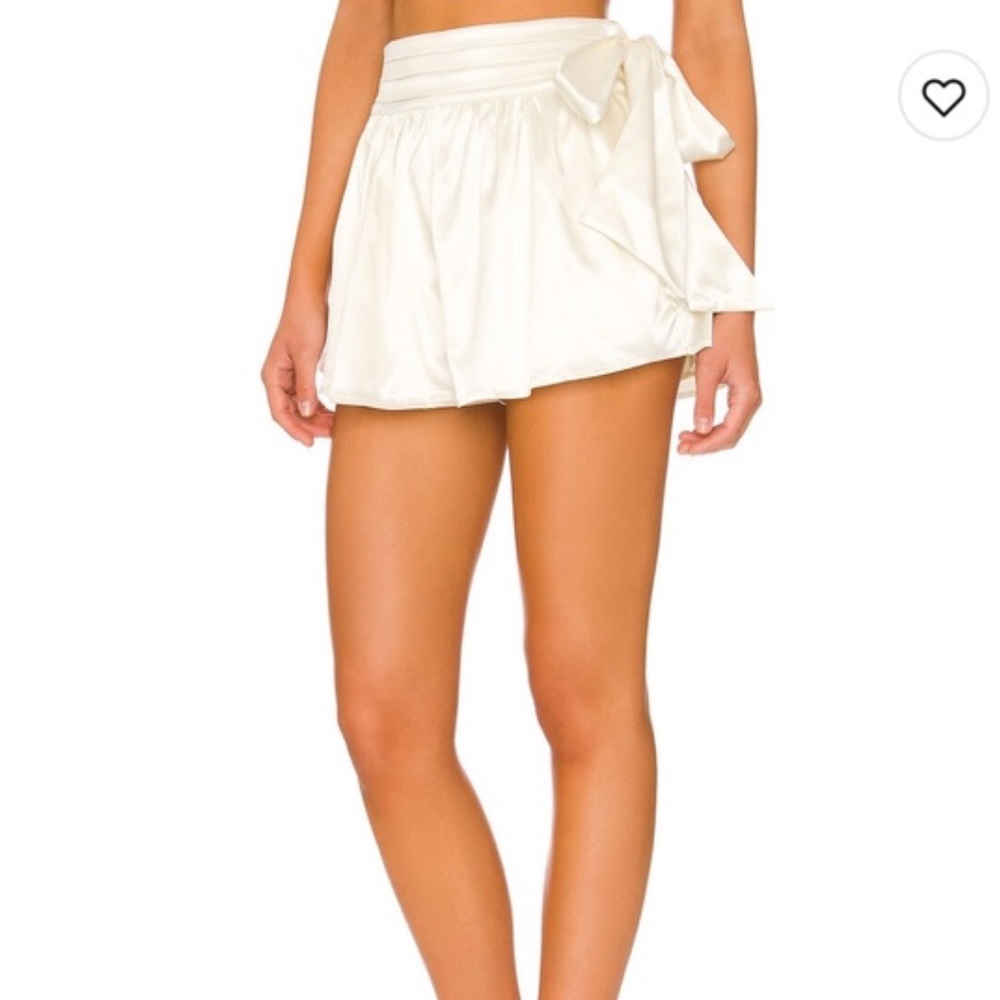 Majorelle Satin White Tie Shorts